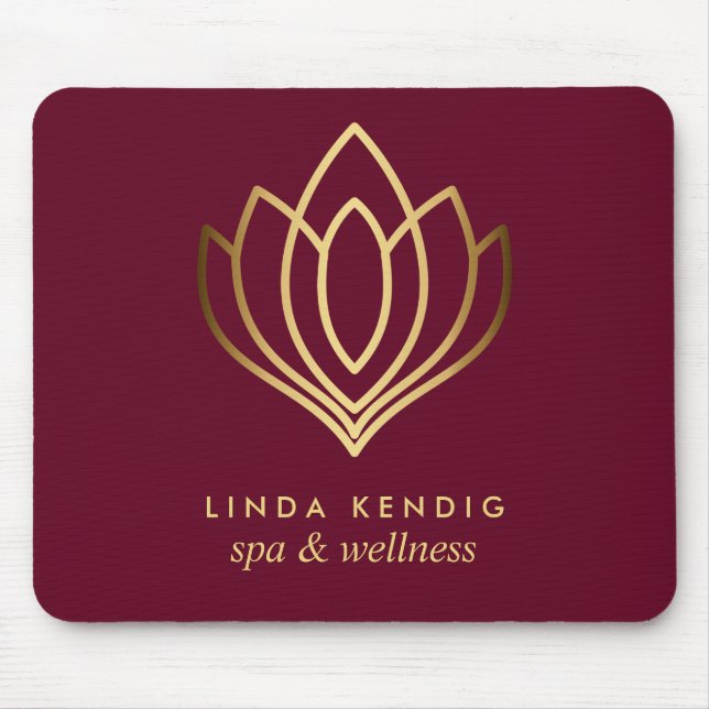 Gold lotus logo Ruby | Personalized add your name Mouse Pad (Front)