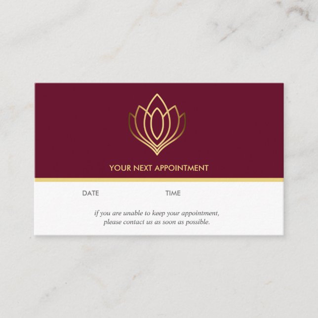 Gold Lotus  logo | Ruby | wellness  massage yoga Business Card (Front)