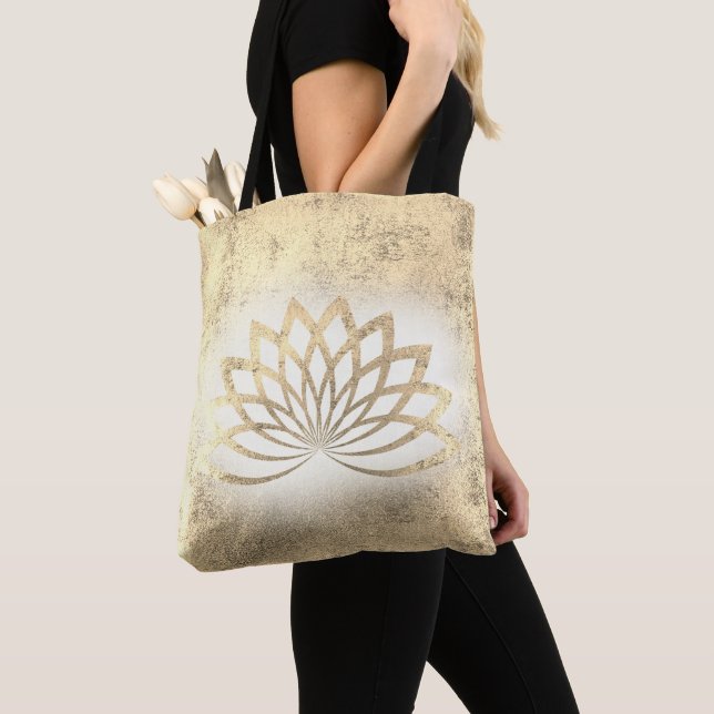 gold lotus logo tote bag (Close Up)