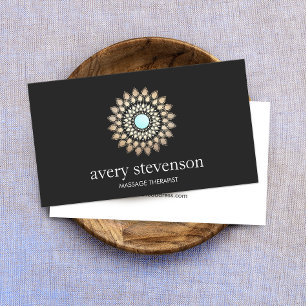 Gold Lotus Mandala Massage Therapist and Yoga Business Card