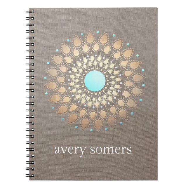 Gold Lotus Mandala Natural Wellness Notebook (Front)