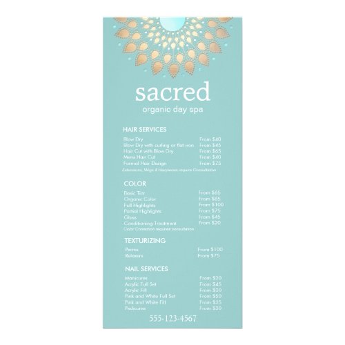 Gold Lotus Mandala  Spa Salon Price List Menu