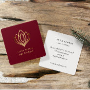 Gold Lotus | Marsala | Wellness Spa Massage Yoga Square Business Card at Zazzle