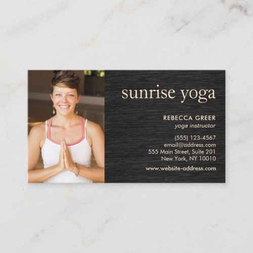 Gold Lotus on Wood Yoga Teacher Photo Business Card