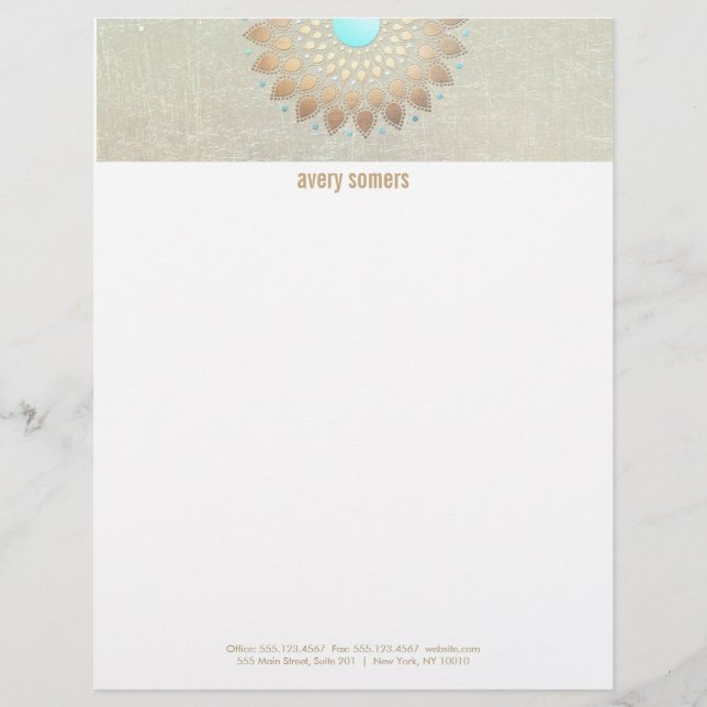 Gold Lotus Yoga and Meditation Teacher Health Spa Letterhead (Front)