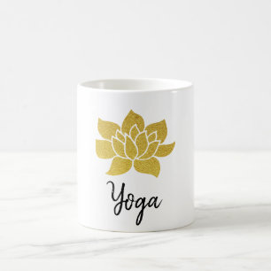 *~* Gold Lotus Yoga Golden Lotus White Coffee Mug