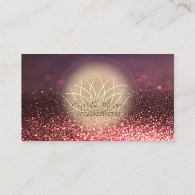 Gold Lotus Yoga Instructor Bokeh Business Card (Front)
