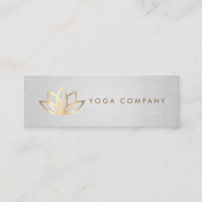 Gold Lotus Yoga Instructor Grey Mini Business Card (Front)