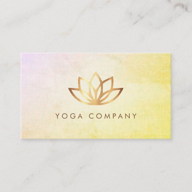 Gold Lotus Yoga Instructor Vintage Business Card (Front)