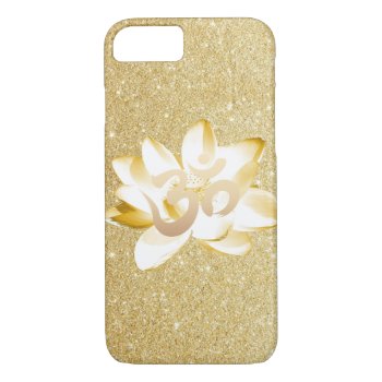 Gold Lotus & Yoga Om Symbol Gold Glitter Iphone 8/7 Case by caseplus at Zazzle