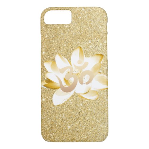 Gold Lotus  Yoga Om Symbol Gold Glitter iPhone 87 Case