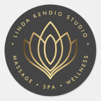 Gold lotus yoga symbol | Grey wellness massage spa