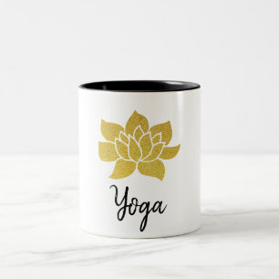*~* Gold Lotus Yoga Yogi Golden Lotus Two-Tone Coffee Mug