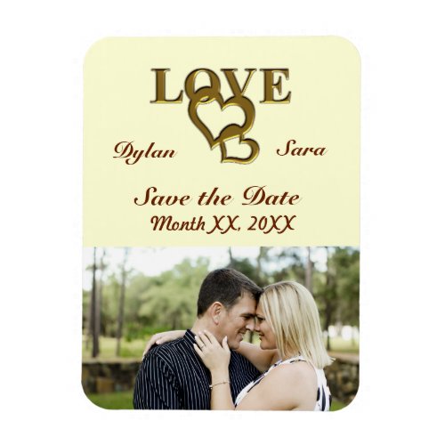 Gold Love and Hearts Save the Date Photo Magnet