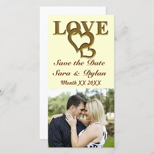 Gold Love and Hearts Save the Date Photocard