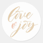 Gold Love And Joy Round Sticker at Zazzle