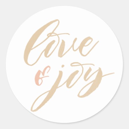 Gold Love And Joy Round Sticker