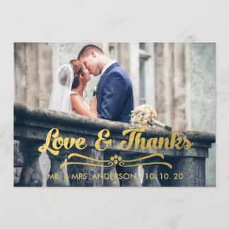GOLD LOVE AND THANKS | WEDDING THANK YOU CARD