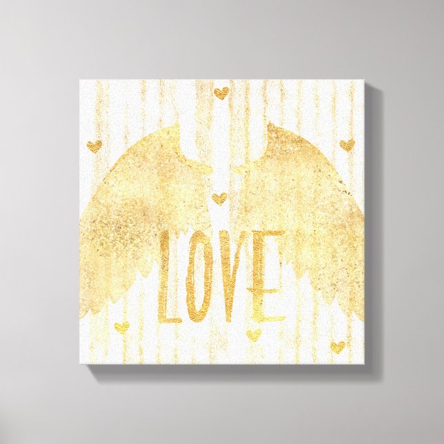 Gold Love Angel Wings Canvas Print (Front)