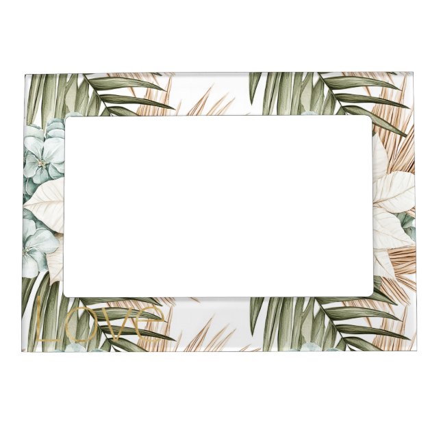 Gold Love Blue White Floral Magnetic Frame (Front)
