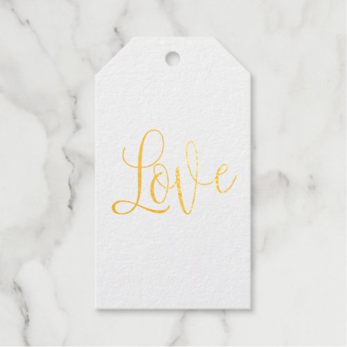 Gold love calligraphy Elegant wedding thank you Foil Gift Tags