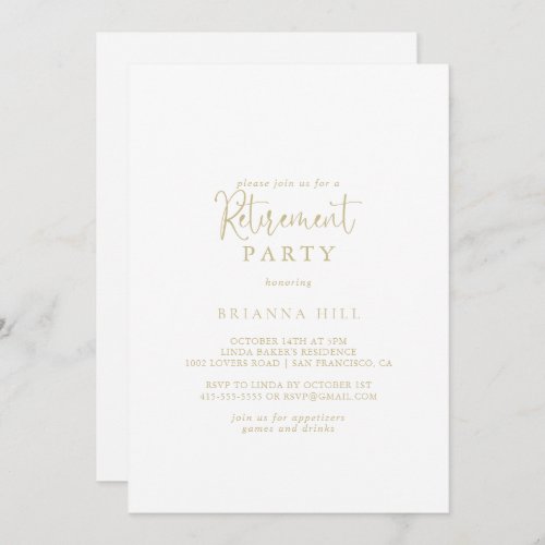 Gold Love Fancy Script Retirement Party   Invitation