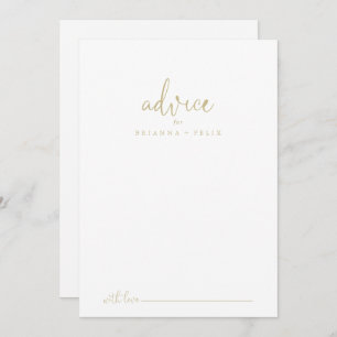 Gold Love Fancy Script Wedding Advice Card