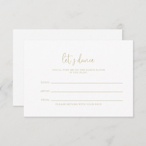 Gold Love Fancy Script Wedding Song Request Card