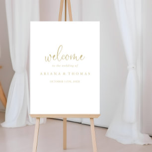 Gold Love Fancy Script Wedding Welcome Sign