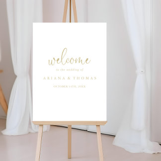 Gold Love Fancy Script Wedding Welcome Sign