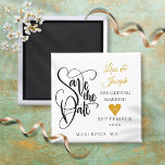 Gold Love Heart Save the Date Magnet<br><div class="desc">This pretty save the date magnet features elegant script and a pretty gold love heart highlighting your special date. Designed by Thisisnotme©</div>