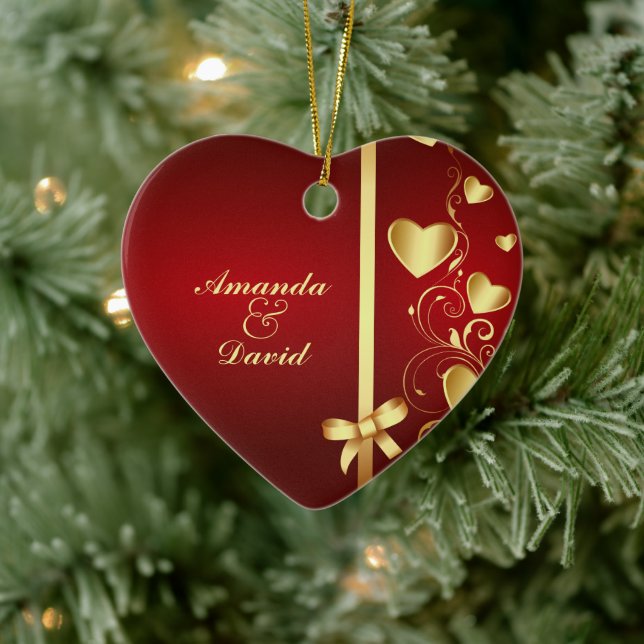 Gold Love Hearts and Flourishes Ornament (Tree)