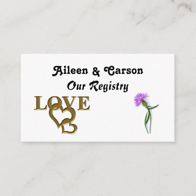 Gold Love Hearts and Purple Thistle Registry Card (Front)