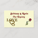 Gold Love Hearts and Red Rose Registry Card