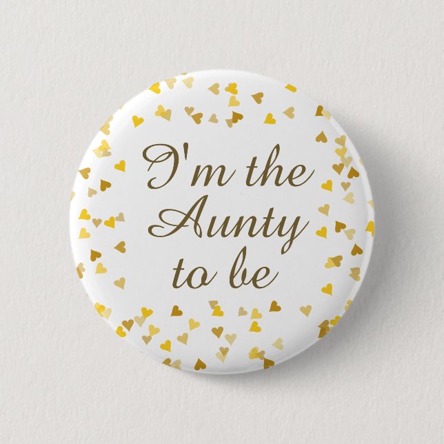 Gold Love Hearts Baby Shower / Sprinkle / Couples Pinback Button (Front)