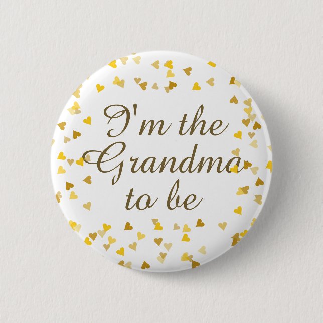 Gold Love Hearts Baby Shower / Sprinkle / Couples Pinback Button (Front)