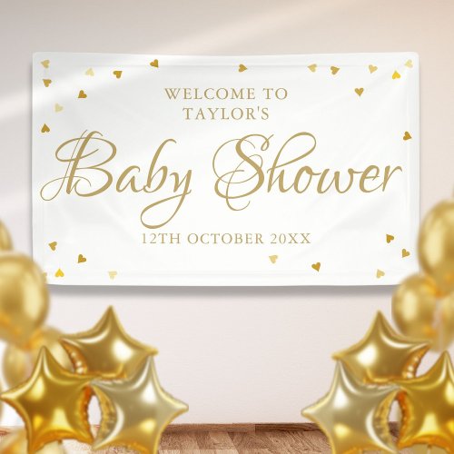 Gold Love Hearts Baby Shower Sprinkle Welcome Banner