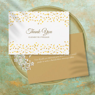 Gold Love Hearts Confetti Elegant Script Thank You Card