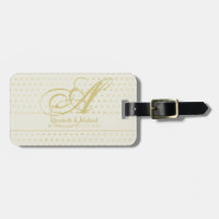 Gold Love Hearts Monogram Wedding Gift Newlyweds Luggage Tag
