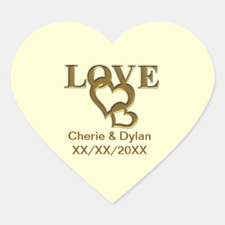 Gold Love Hearts Wedding Couple Heart Stickers