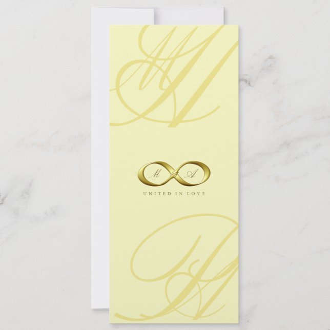 Gold Love Infinity Hand Clasp Logo Wedding Invite (Front)