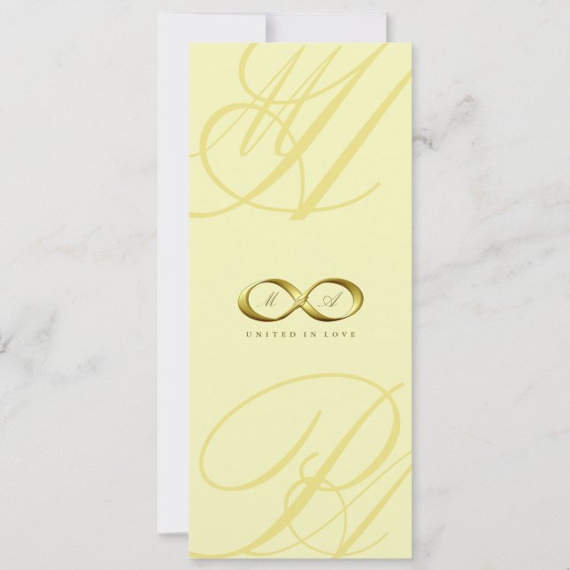 Gold Love Infinity Hand Clasp Logo Wedding Invite (Front)
