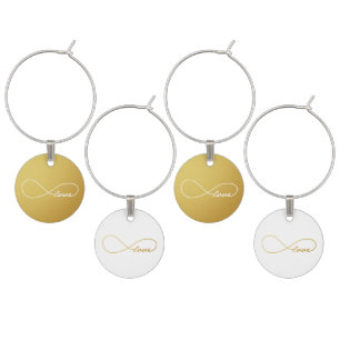 Gold Love Infinity Wine Charms Set