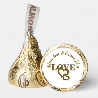 Gold Love Interlocking Hearts Names Wedding Party  Hershey®'s Kisses®