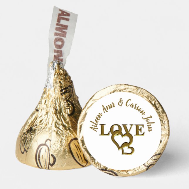 Gold Love Interlocking Hearts Names Wedding Party  Hershey®'s Kisses® (Front)