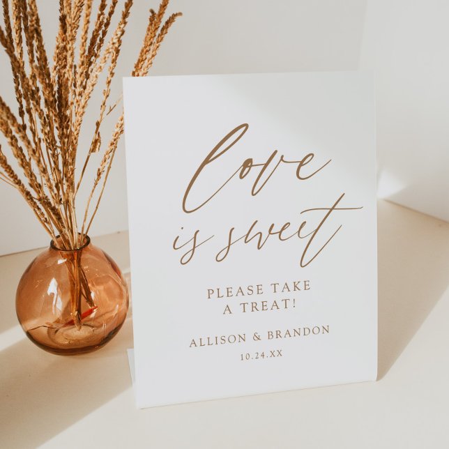 Gold Love Is Sweet Please Take A Treat Pedestal Sign (Creator Uploaded)