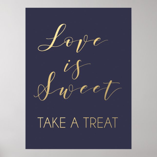 Gold Love is sweet sign | Typography elegant (Front)