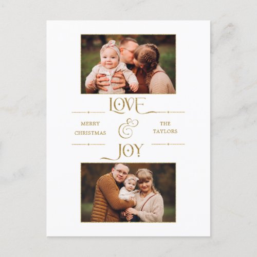 Gold Love  Joy Typography 2_Photo  Holiday Postcard