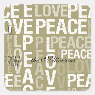 Gold Love Peace Gift Tag