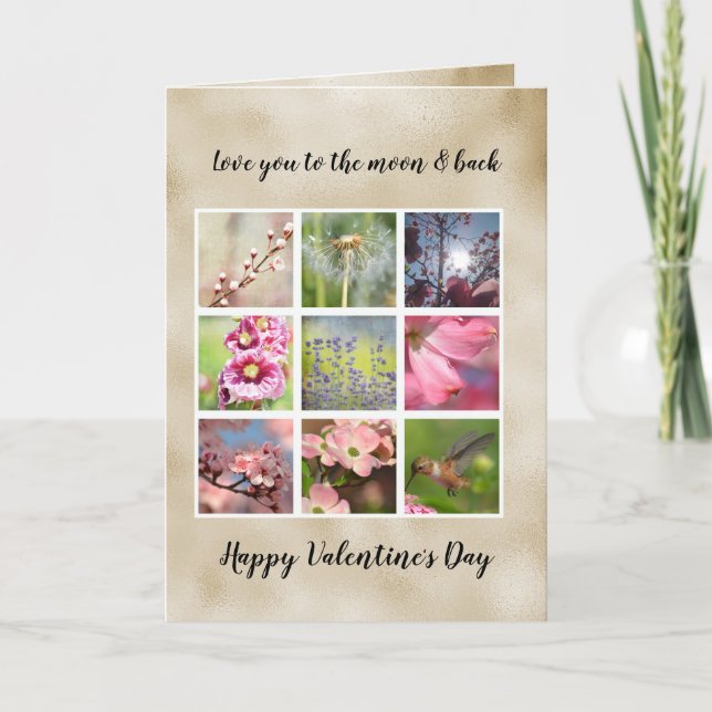 Gold Love Personalized Photo Collage Card (Front)